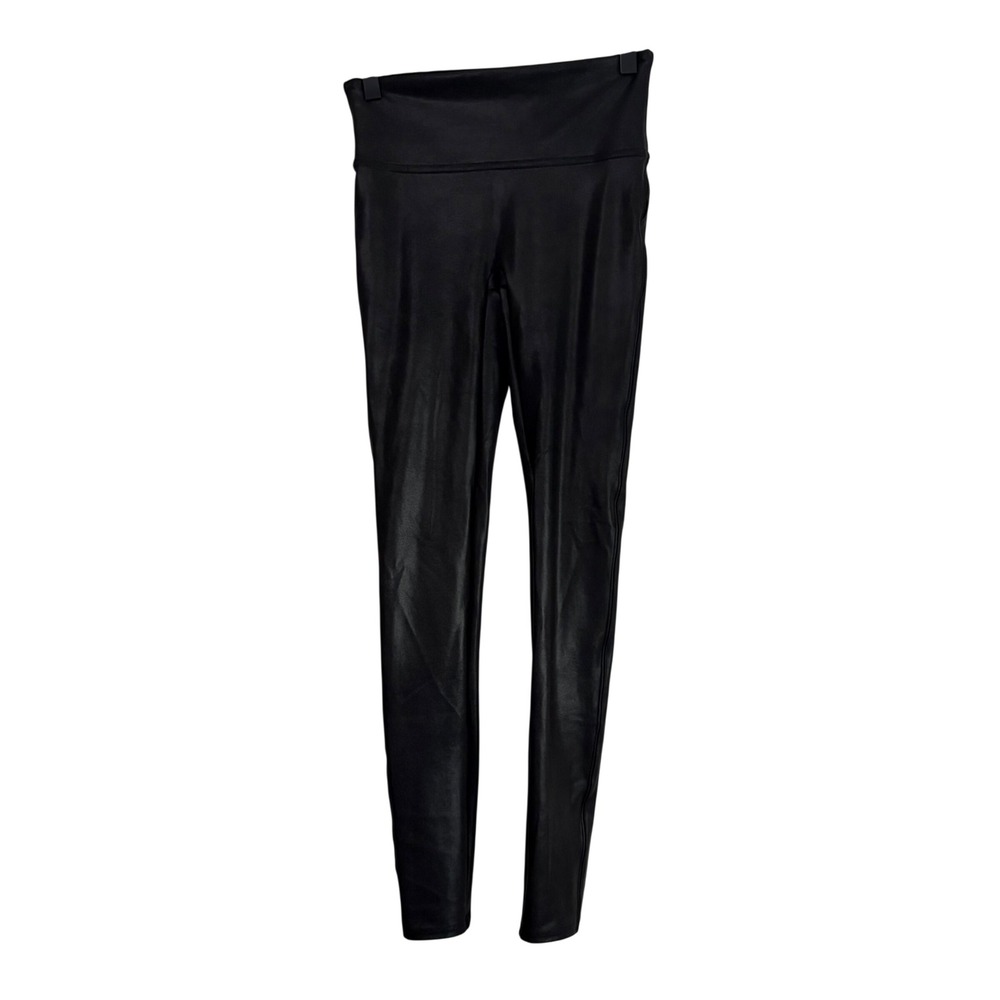 Spanx Faux Leather Leggings Black High Waisted Compression Slimming Womens Small